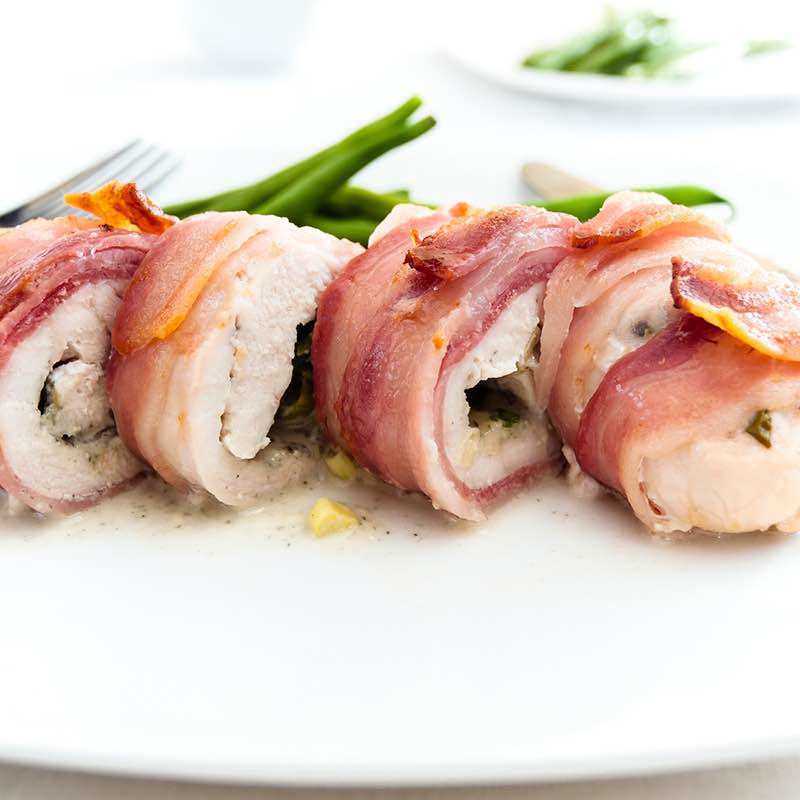 Wraps de Frango Enrolado em Bacon