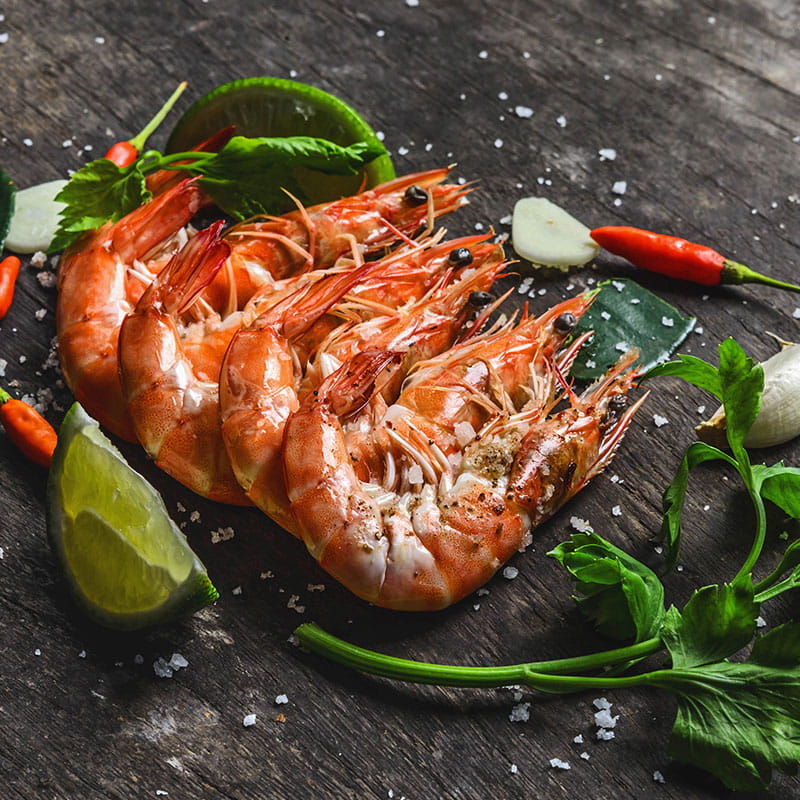 Camarões com Chalotas