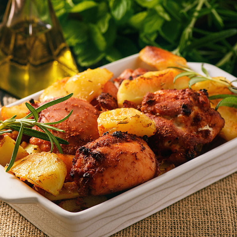 Frango e Legumes no Forno com Alho Ervas Aromaticas