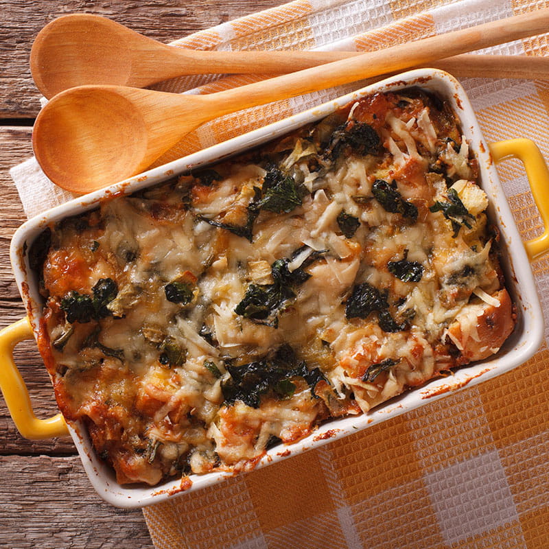 Gratinado de Queijo e Espinafres