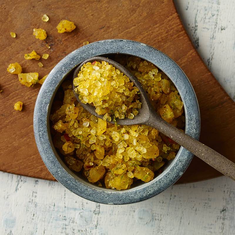 Sal aromatizado com Manga Caril e Lima