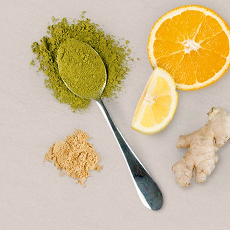 Mistura de Chá Verde Matcha com Gengibre e Citrinos