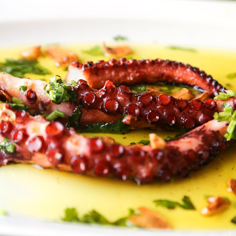 Polvo Frito em Azeite com Tomate Seco