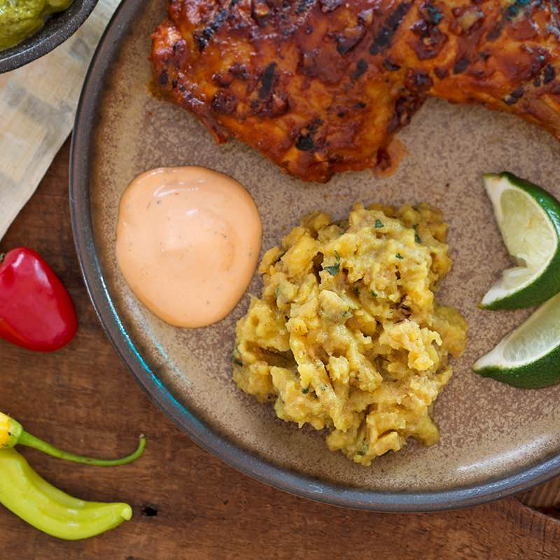 Puré de Banana com Mojo Picante