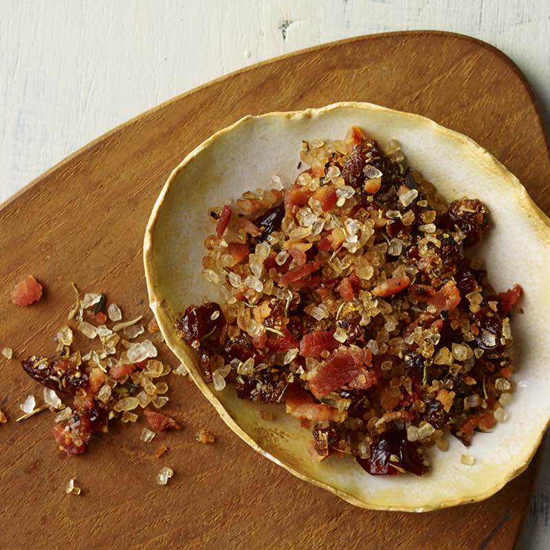 Tempero ácido e salgado à base de Ginjas, Bacon e Tomilho